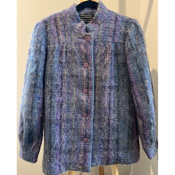 Jules Tournier Jackets & Blazers - Jules Tournier Sz 6 Vtg Made France Purple Mohair Wool Linedz‎ Mid Jacket Coat